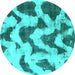 Round Abstract Turquoise Modern Rug, abs873turq