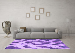 Machine Washable Abstract Purple Modern Area Rugs in a Living Room, wshabs873pur