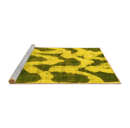 Sideview of Machine Washable Abstract Yellow Modern Rug, wshabs873yw