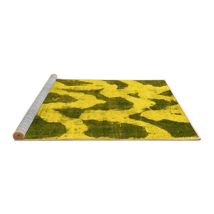 Sideview of Machine Washable Abstract Yellow Modern Rug, wshabs873yw
