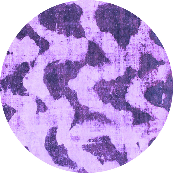 Round Machine Washable Abstract Purple Modern Area Rugs, wshabs873pur