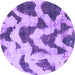 Round Machine Washable Abstract Purple Modern Area Rugs, wshabs873pur