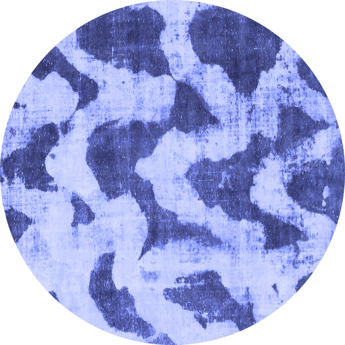 Round Machine Washable Abstract Blue Modern Rug, wshabs873blu