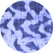 Round Machine Washable Abstract Blue Modern Rug, wshabs873blu