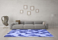 Machine Washable Abstract Blue Modern Rug, wshabs873blu