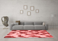 Machine Washable Abstract Red Modern Rug, wshabs873red