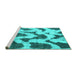 Sideview of Machine Washable Abstract Turquoise Modern Area Rugs, wshabs873turq