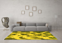 Machine Washable Abstract Yellow Modern Rug, wshabs873yw