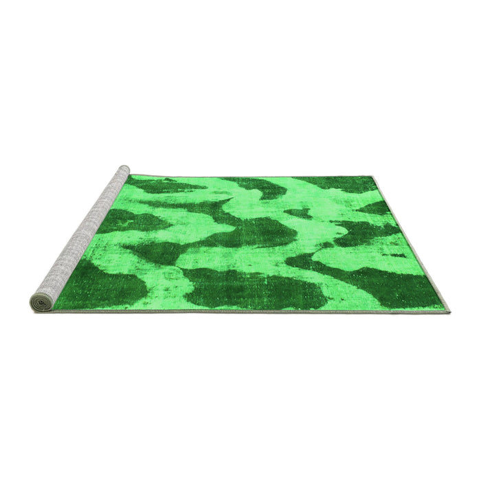 Sideview of Machine Washable Abstract Green Modern Area Rugs, wshabs873grn