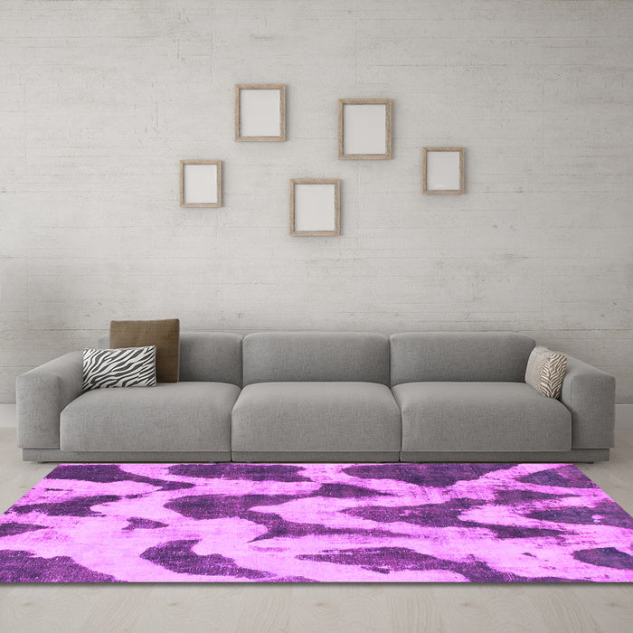 Machine Washable Abstract Pink Modern Rug in a Living Room, wshabs873pnk