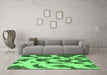 Machine Washable Abstract Emerald Green Modern Area Rugs in a Living Room,, wshabs873emgrn