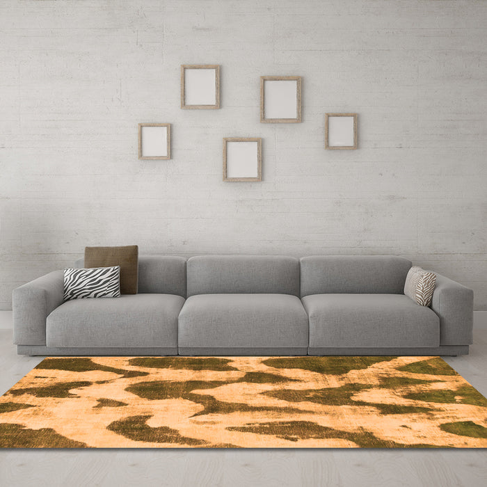 Machine Washable Abstract Orange Modern Area Rugs in a Living Room, wshabs873org