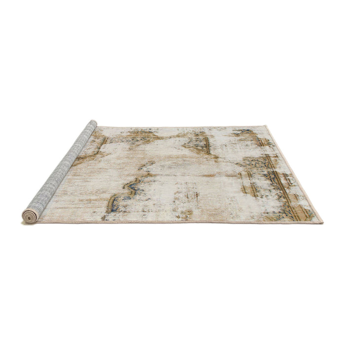 Sideview of Machine Washable Abstract Gold Rug, wshabs874