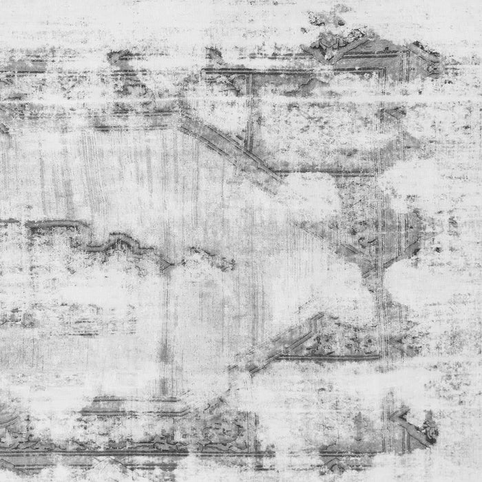 Square Abstract Gray Modern Rug, abs874gry