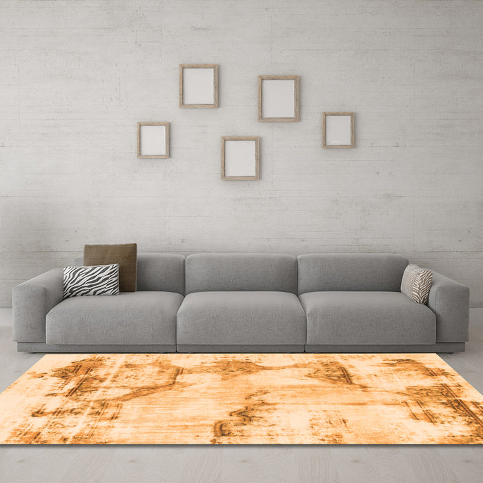 Machine Washable Abstract Orange Modern Area Rugs in a Living Room, wshabs874org
