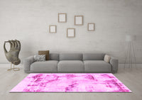 Machine Washable Abstract Pink Modern Rug, wshabs874pnk