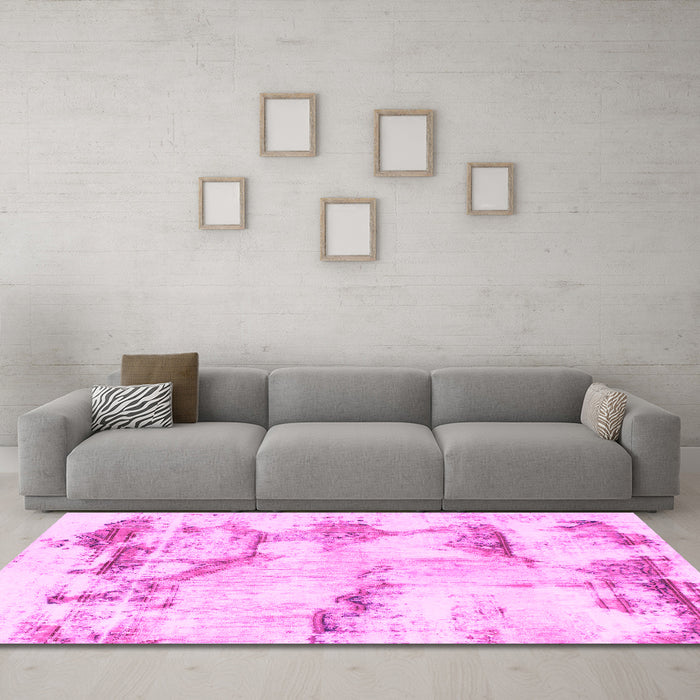 Machine Washable Abstract Pink Modern Rug in a Living Room, wshabs874pnk
