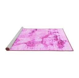 Sideview of Machine Washable Abstract Pink Modern Rug, wshabs874pnk