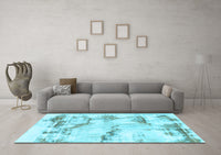 Machine Washable Abstract Light Blue Modern Rug, wshabs874lblu