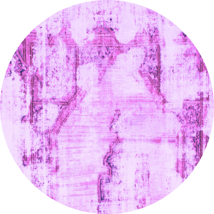 Round Abstract Purple Modern Rug, abs874pur