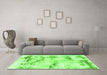 Machine Washable Abstract Green Modern Area Rugs in a Living Room,, wshabs874grn