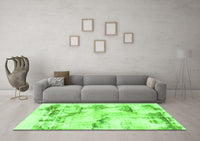 Machine Washable Abstract Green Modern Rug, wshabs874grn