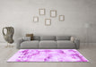 Machine Washable Abstract Purple Modern Area Rugs in a Living Room, wshabs874pur