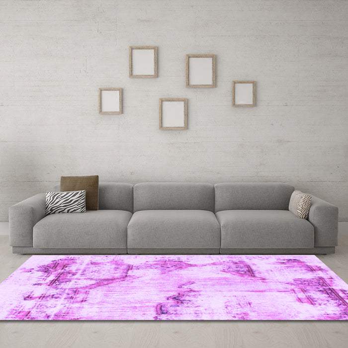 Machine Washable Abstract Purple Modern Area Rugs in a Living Room, wshabs874pur