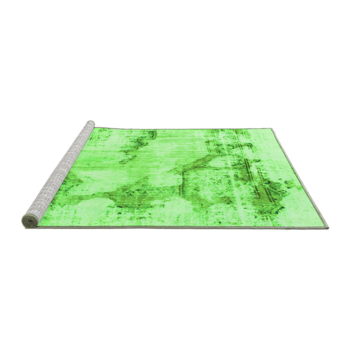 Sideview of Machine Washable Abstract Green Modern Area Rugs, wshabs874grn