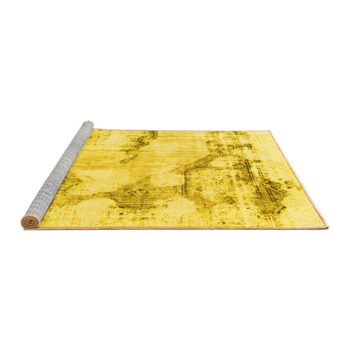 Sideview of Machine Washable Abstract Yellow Modern Rug, wshabs874yw