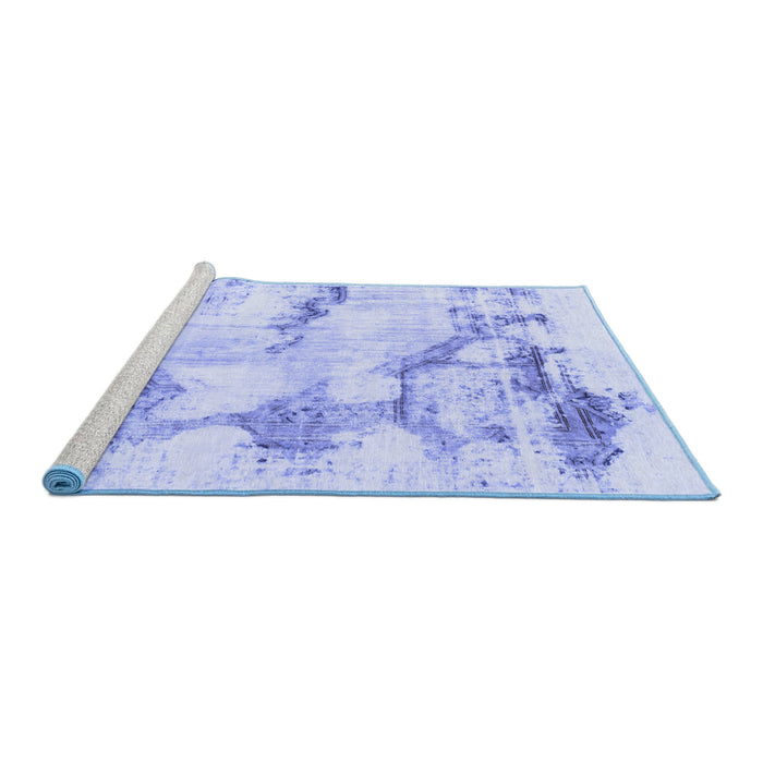 Sideview of Machine Washable Abstract Blue Modern Rug, wshabs874blu