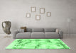 Machine Washable Abstract Emerald Green Modern Area Rugs in a Living Room,, wshabs874emgrn