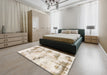 Abstract Gold Modern Rug in a Bedroom, abs874