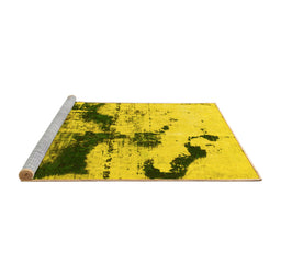 Sideview of Machine Washable Abstract Yellow Modern Rug, wshabs875yw
