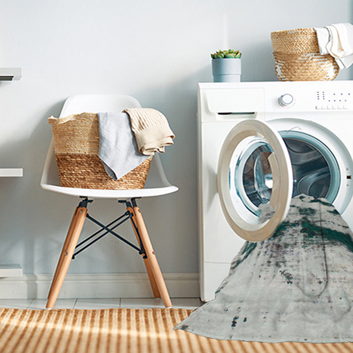 Machine Washable Abstract Grey Gray Rug in a Washing Machine, wshabs875