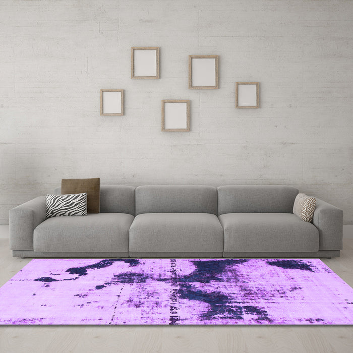 Machine Washable Abstract Purple Modern Area Rugs in a Living Room, wshabs875pur
