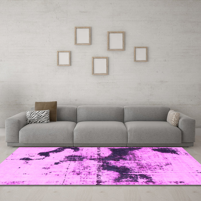 Machine Washable Abstract Pink Modern Rug in a Living Room, wshabs875pnk