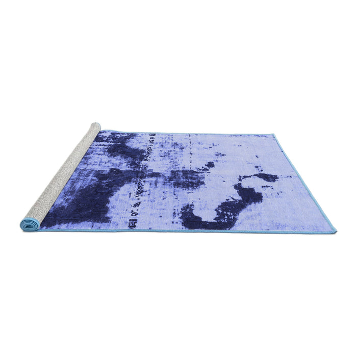 Sideview of Machine Washable Abstract Blue Modern Rug, wshabs875blu