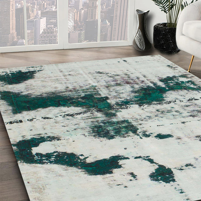 Machine Washable Abstract Grey Gray Rug in a Family Room, wshabs875