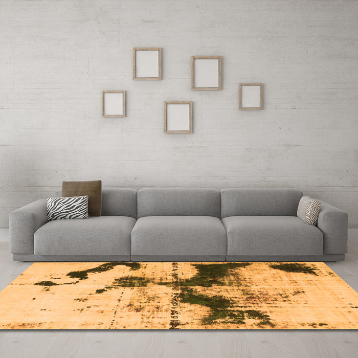 Machine Washable Abstract Orange Modern Area Rugs in a Living Room, wshabs875org
