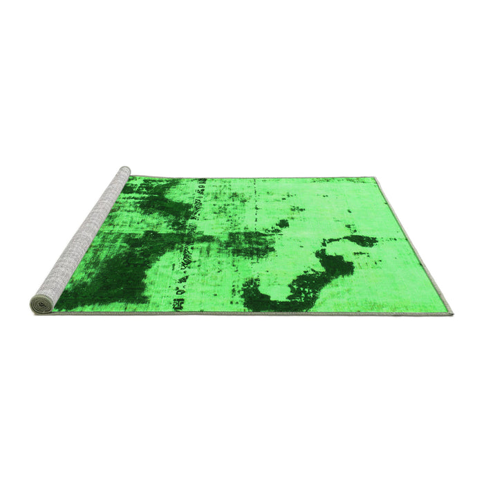 Sideview of Machine Washable Abstract Green Modern Area Rugs, wshabs875grn