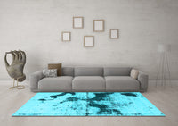 Machine Washable Abstract Light Blue Modern Rug, wshabs875lblu