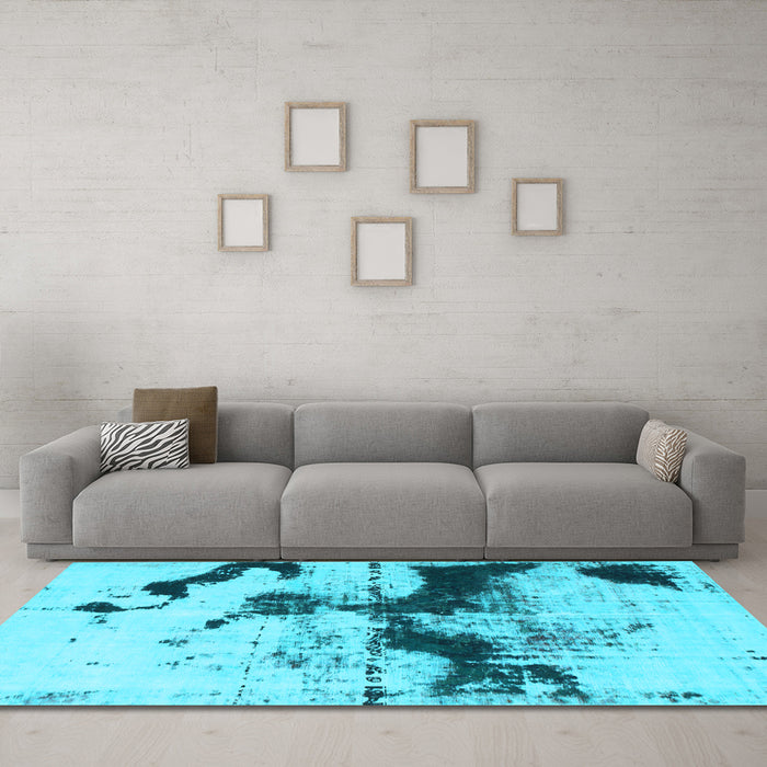 Machine Washable Abstract Light Blue Modern Rug in a Living Room, wshabs875lblu
