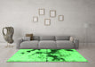 Machine Washable Abstract Green Modern Area Rugs in a Living Room,, wshabs875grn