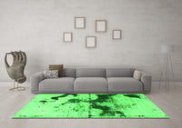 Machine Washable Abstract Green Modern Rug, wshabs875grn