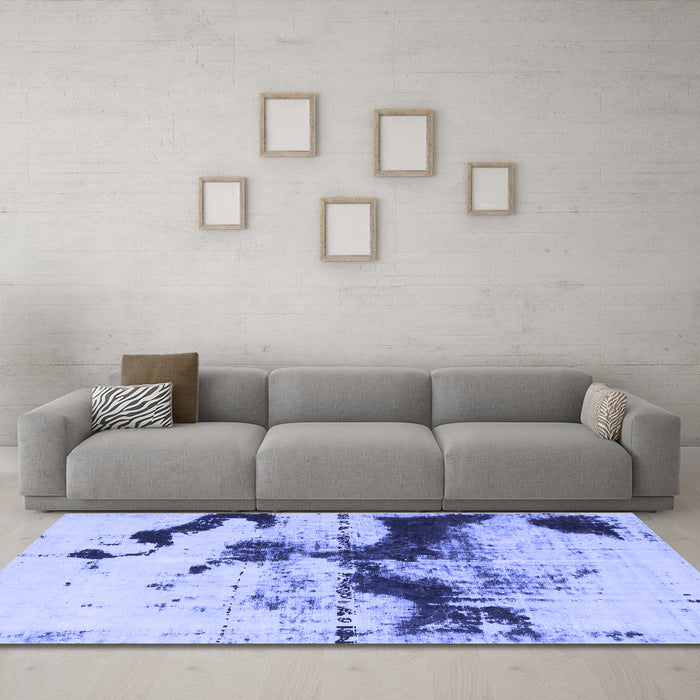 Machine Washable Abstract Blue Modern Rug in a Living Room, wshabs875blu