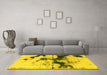 Machine Washable Abstract Yellow Modern Rug in a Living Room, wshabs875yw