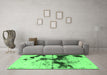 Machine Washable Abstract Emerald Green Modern Area Rugs in a Living Room,, wshabs875emgrn