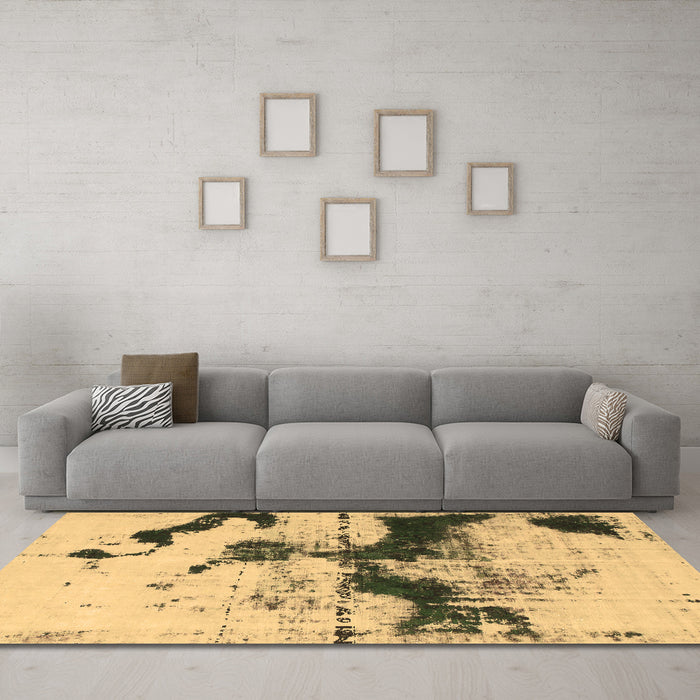 Machine Washable Abstract Brown Modern Rug in a Living Room,, wshabs875brn