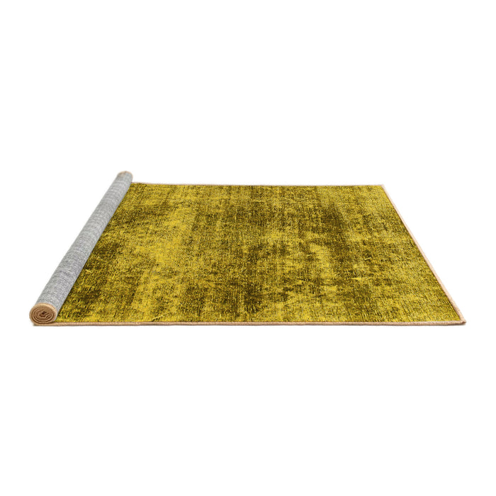 Sideview of Machine Washable Abstract Yellow Modern Rug, wshabs876yw